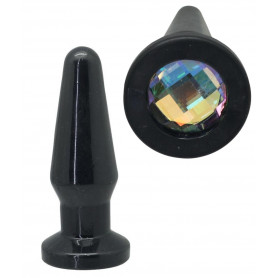 Plug anale nero fallo liscio con pietra dilatatore dildo anal butt black morbido