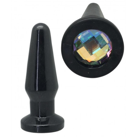 Plug anale nero fallo liscio con pietra dilatatore dildo anal butt black morbido