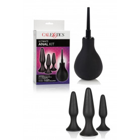 doccia intima kit fallo anale in silicone nero set anal plug butt con ventosa