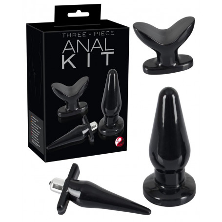 Kit stimolatore anale fallo dildo liscio anal butt dilatatore plug vibrante nero