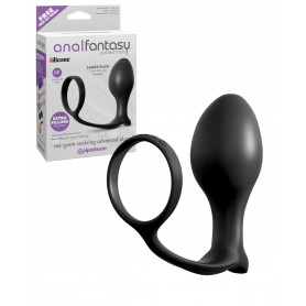 Plug anale grande fallo liscio in silicone nero dilatatore con anello fallico