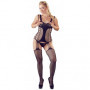 Bodystocking sexy guepiere donna con reggicalze perizoma catsuit tutina nera hot