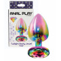 Plug anale grande in metallo dilatatore fallo dildo tappo anal butt con pietra