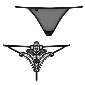 Perizoma donna sexy G string tanga nero trasparente con pizzo lingerie erotica