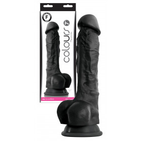 Fallo nero con ventosa e testicoli pene finto dildo vaginale anale realistico