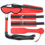 Kit costrittivo sadomaso polsini manette collare frusta maschera sapnker bondage