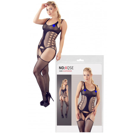 Bodystocking sexy guepiere donna con reggicalze perizoma catsuit tutina nera hot