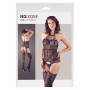Guepiere sexy donna con reggicalze perizoma fishnet bodystocking catsuit a rete