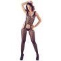 Guepiere sexy donna bodystocking a rete con reggicalze perizoma fishnet catsuit