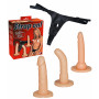 Fallo realistico indossabile pene finto strap on vaginale anale set dildo 3 pz