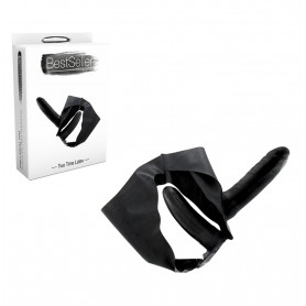 Fallo strap on doppio dildo indossabile con slip pene finto vaginale anale black