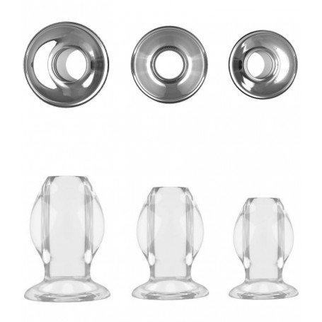 Plug anale set 3 pz fallo liscio dilatatore kit anal butt tappo dildo mini maxi