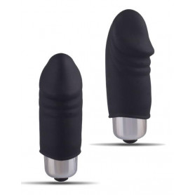 Mini vibratore vaginale piccolo dildo fallo pene finto vibrante in silicone nero
