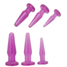 Plug anale set mini maxi fallo dildo liscio dilatatore anal butt kit 3 pz rosa