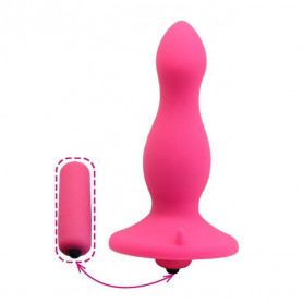 Plug anale vibrante in silicone vibratore dilatatore anal butt con ventosa rosa