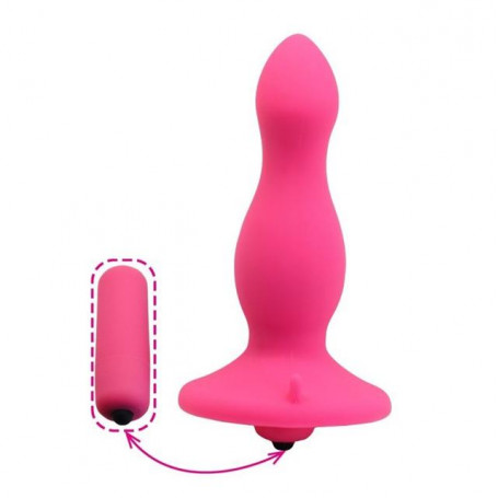 Plug anale vibrante in silicone vibratore dilatatore anal butt con ventosa rosa