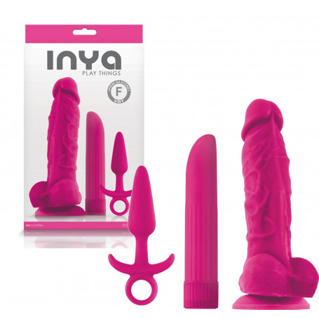 Kit fallo realistico con ventosa vibratore vaginale dilatatore anale butt plug