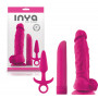 Kit fallo realistico con ventosa vibratore vaginale dilatatore anale butt plug