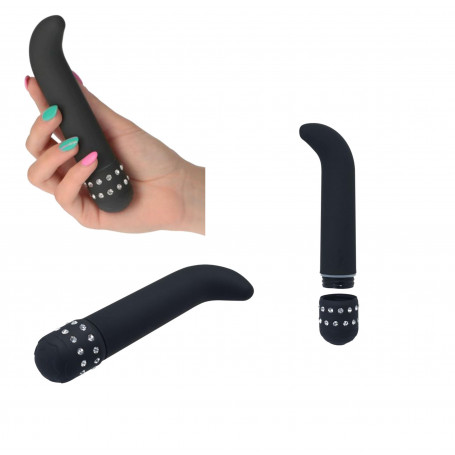 Vibratore vaginale stimolatore per punto G dildo vibrante nero con cristalli