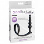 Fallo anale dildo a sfere in silicone nero con anello fallico ritardante black