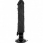 Vibratore realistico con ventosa anale vaginale nero 2 in 1 guaina fallica black