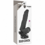 Vibratore vaginale black realistico con ventosa anale 2 in 1 guaina fallica nero