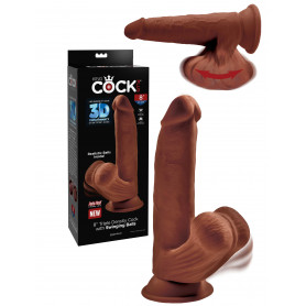 Fallo realistico con ventosa 3D Cock Swinging Balls 8 Inch