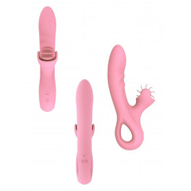 Vibratore rabbit fallo vibrante in silicone realistico vaginale e clitoride rosa