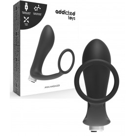 Vibratore anale per prostata in silicone morbido con anello fallico ritardante