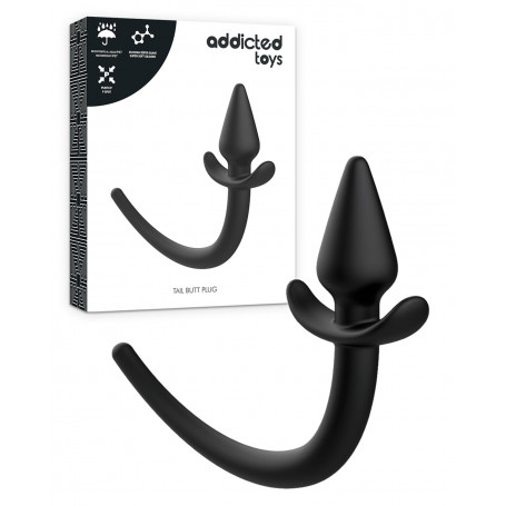 Plug anale con coda in silicone morbido dilatatore butt fallo dildo liscio black