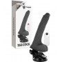 Vibratore realistico nero con ventosa vaginale anale black 2 in 1 guaina fallica