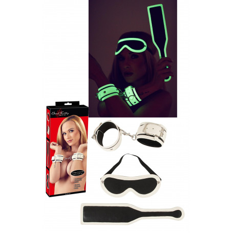 Kit bondage sexy costrittivo manette sculacciatore mascherina per occhi sadomaso