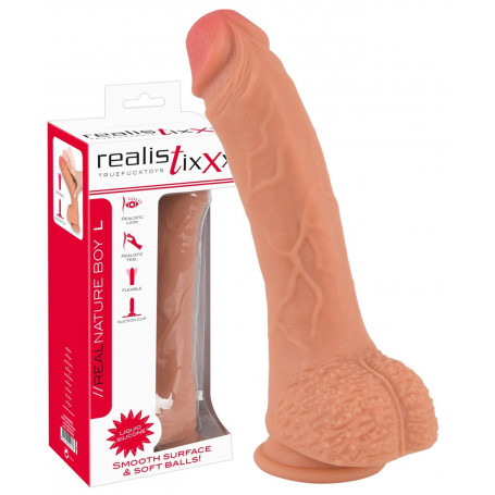 Fallo vaginale anale pene finto con ventosa e testicoli dildo in silicone reale