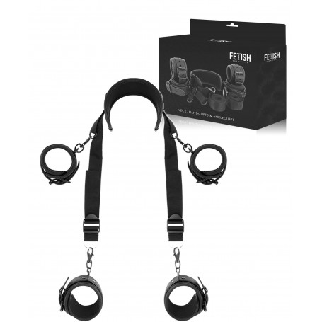 Costrittivo bondage kit imbracatura bdsm set manette cavigliere collare sadomaso