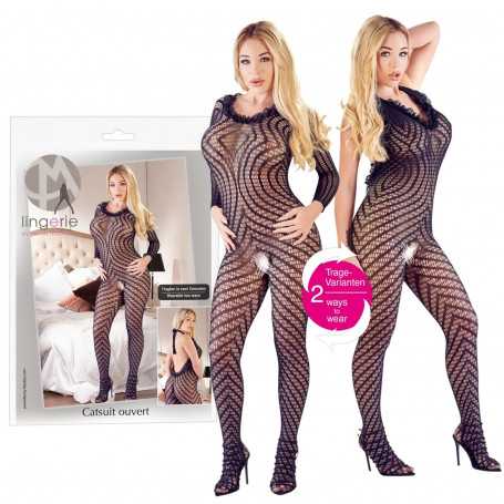 Tutina a rete intimo aperto catsuit nero bodystocking donna erotico fishnet sexy