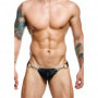 Slip uomo sexy sospensorio nero in pelle a vita bassa mini mutanda lingerie hot