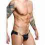 Slip uomo sexy sospensorio nero in pelle a vita bassa mini mutanda lingerie hot