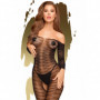 Tutina sexy donna a rete nero trasparente bodystocking elegante intimo aperto