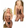 Bodystocking a rete nero trasparente tutina sexy donna intimo aperto fishnet hot