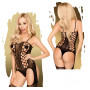 Guepiere donna con reggicalze sexy strapshemd a rete nero bodystocking erotico