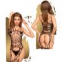 Guepiere con reggicalze sexy strapshemd erotico donna bodystocking a rete nero