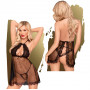 Babydoll donna mini abito sexy nero trasparente con pizzo perizoma lingerie hot