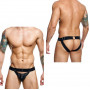 Sospensorio uomo sexy mini mutanda nera in pelle lingerie hot slip a vita bassa