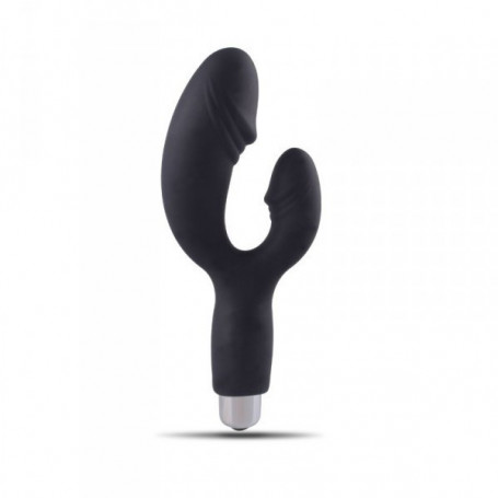 Vibratore realistico doppio nero dildo fallo vibrante vagiinale  per punto G in silicone