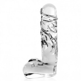 Dildo realistico con testicoli in vetro Fallo glass icicles no. 40