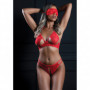 Completo intimo donna con maschera occhi sexy reggiseno perizoma aperto in pizzo