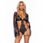 Body intimo in pizzo nero hot bodysuit donna perizoma con giarrettiera vestaglia