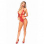 Body elegante donna in pizzo rosso bodysuit perizoma intimo aperto erotico hot