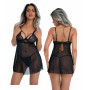 Babydoll sexy nero trasparente con pizzo perizoma tanga lingerie erotica donna