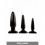 Plug dilatatore anale kit mini maxi dildo morbido fallo liscio set butt black